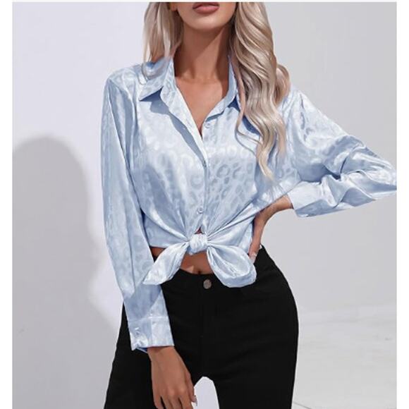 Chicgenes Urban Wind Button Down Print Long Sleeve Blouse   Size Large - Picture 3 of 3